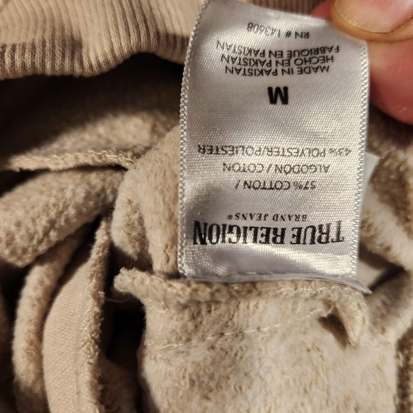 True Religion Pants Mens Medium Beige Logo Jogger Sweatpants Casual Lounge - Picture 4 of 10